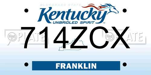 714ZCX Kentucky License Plate