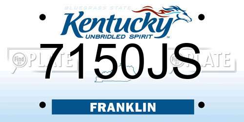 7150JS Kentucky License Plate