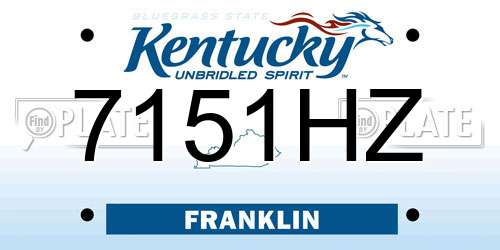7151HZ Kentucky License Plate
