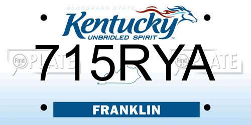 715RYA Kentucky License Plate