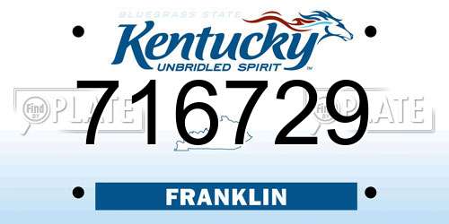 716729 Kentucky License Plate