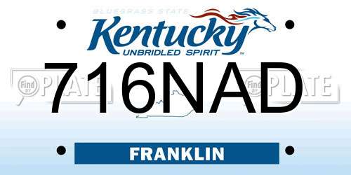 716NAD Kentucky License Plate