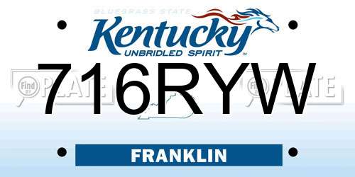 716RYW Kentucky License Plate