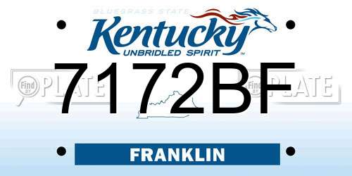7172BF Kentucky License Plate