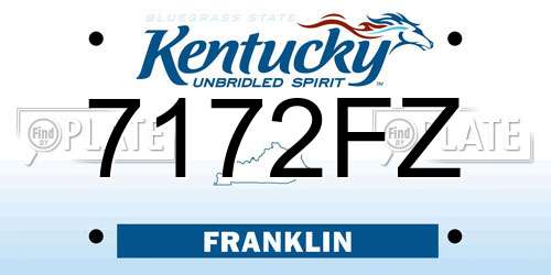 7172FZ Kentucky License Plate