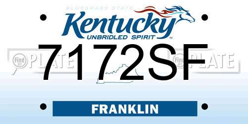 7172SF Kentucky License Plate