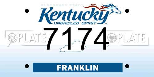 7174 Kentucky License Plate
