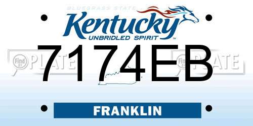 7174EB Kentucky License Plate