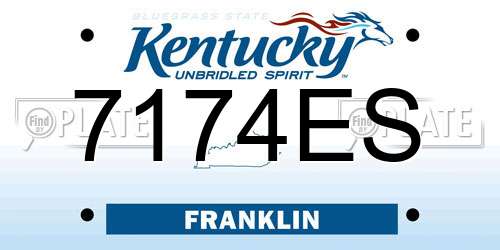 7174ES Kentucky License Plate
