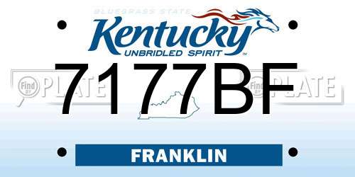7177BF Kentucky License Plate