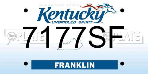 7177SF Kentucky License Plate