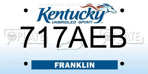 717AEB Kentucky License Plate