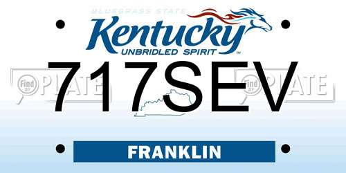 717SEV Kentucky License Plate
