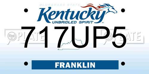 717UP5 Kentucky License Plate