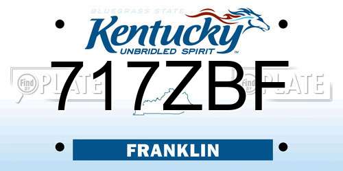 717ZBF Kentucky License Plate