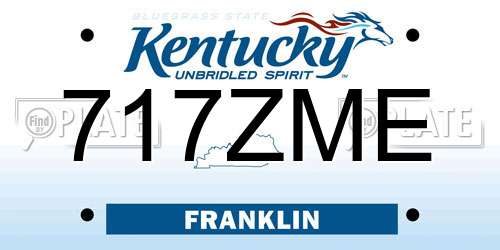 717ZME Kentucky License Plate