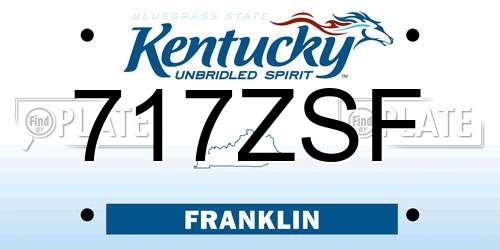717ZSF Kentucky License Plate