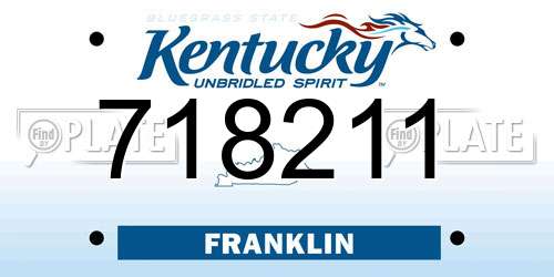 718211 Kentucky License Plate