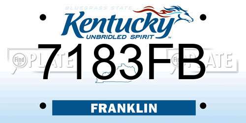 7183FB Kentucky License Plate
