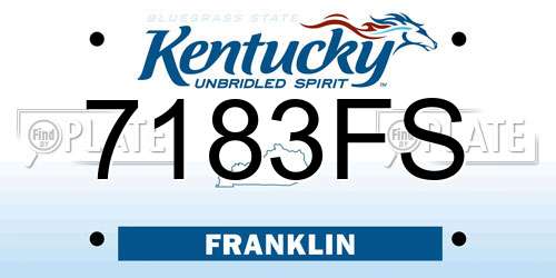7183FS Kentucky License Plate