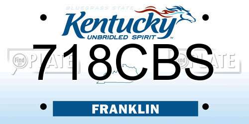 718CBS Kentucky License Plate