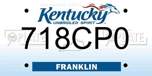 718CP0 Kentucky License Plate
