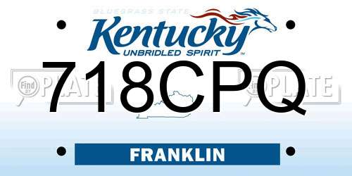 718CPQ Kentucky License Plate