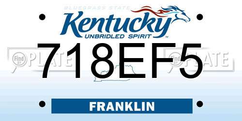 718EF5 Kentucky License Plate
