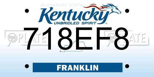 718EF8 Kentucky License Plate