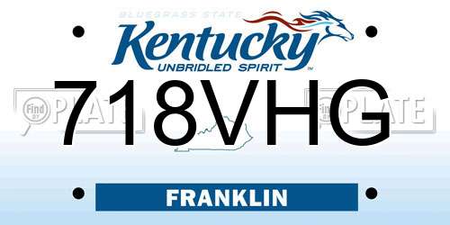718VHG Kentucky License Plate