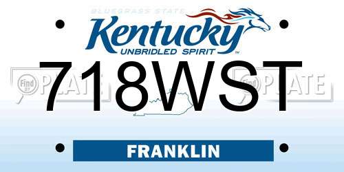 718WST Kentucky License Plate