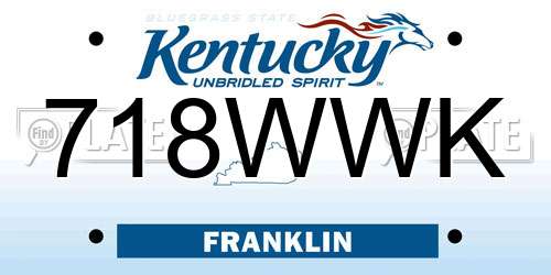 718WWK Kentucky License Plate