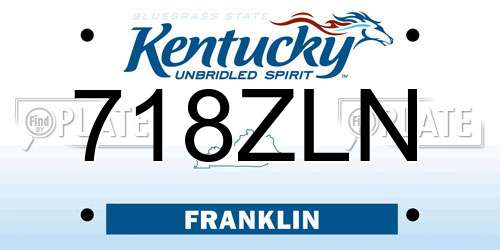 718ZLN Kentucky License Plate