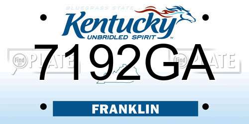 7192GA Kentucky License Plate