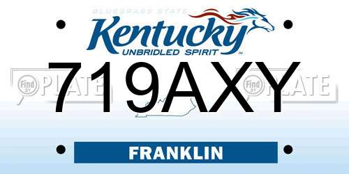 719AXY Kentucky License Plate