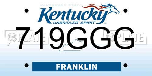 719GGG Kentucky License Plate