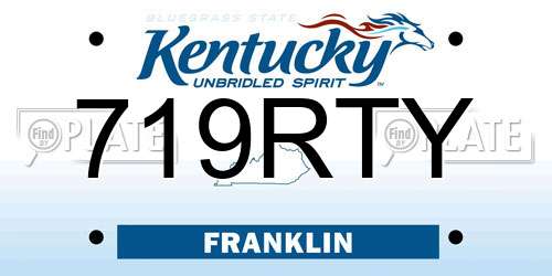 719RTY Kentucky License Plate