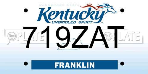 719ZAT Kentucky License Plate