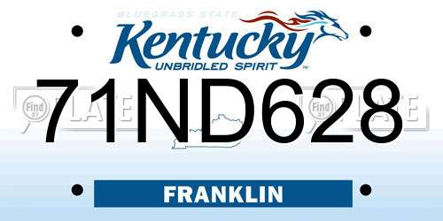 71ND628 Kentucky License Plate