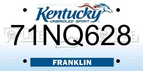 71NQ628 Kentucky License Plate
