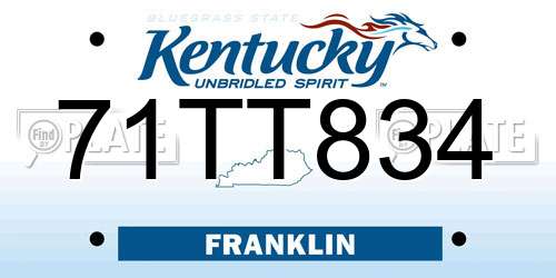 71TT834 Kentucky License Plate