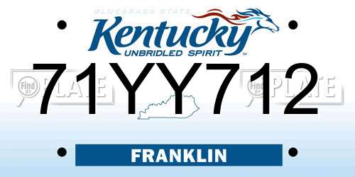 71YY712 Kentucky License Plate