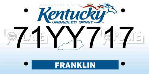 71YY717 Kentucky License Plate