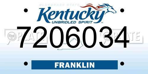7206034 Kentucky License Plate