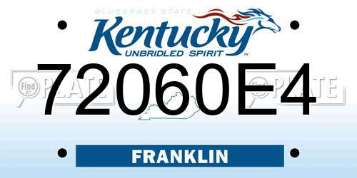72060E4 Kentucky License Plate