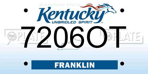 7206OT Kentucky License Plate