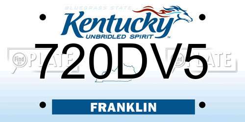 720DV5 Kentucky License Plate