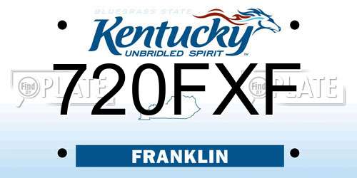720FXF Kentucky License Plate