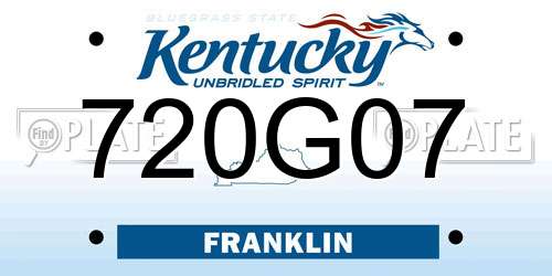 720G07 Kentucky License Plate