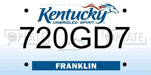 720GD7 Kentucky License Plate